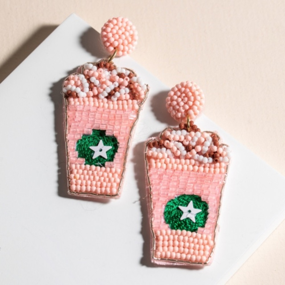 Seed Bead Frappe Coffee Earrings